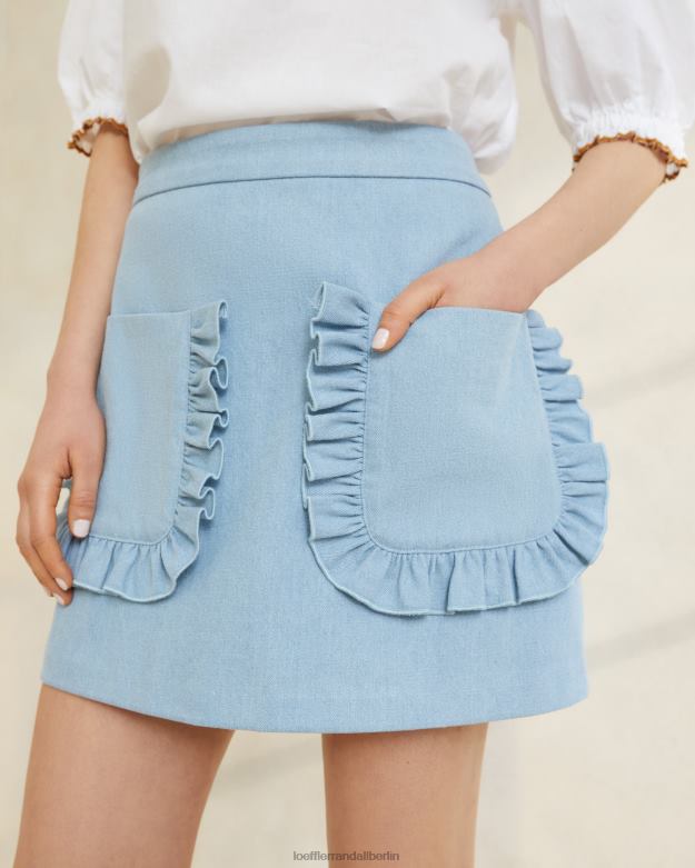 Loeffler Randall Frauen Eura-Rüschentaschenrock RHV8H229 leichter Denim Kleidung