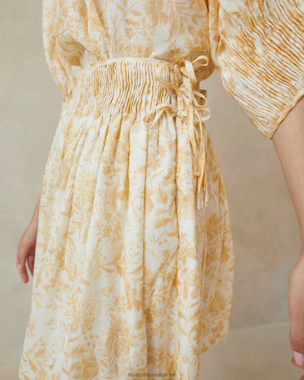 Loeffler Randall Frauen Gesmokter Rock von Sidney RHV8H246 Ton-in-Ton-Ranken-Blumenmuster Kleidung