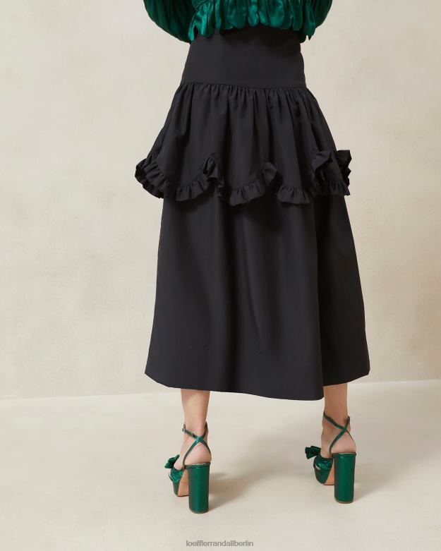 Loeffler Randall Frauen Milo gewellter Rüschenrock RHV8H242 Schwarz Kleidung