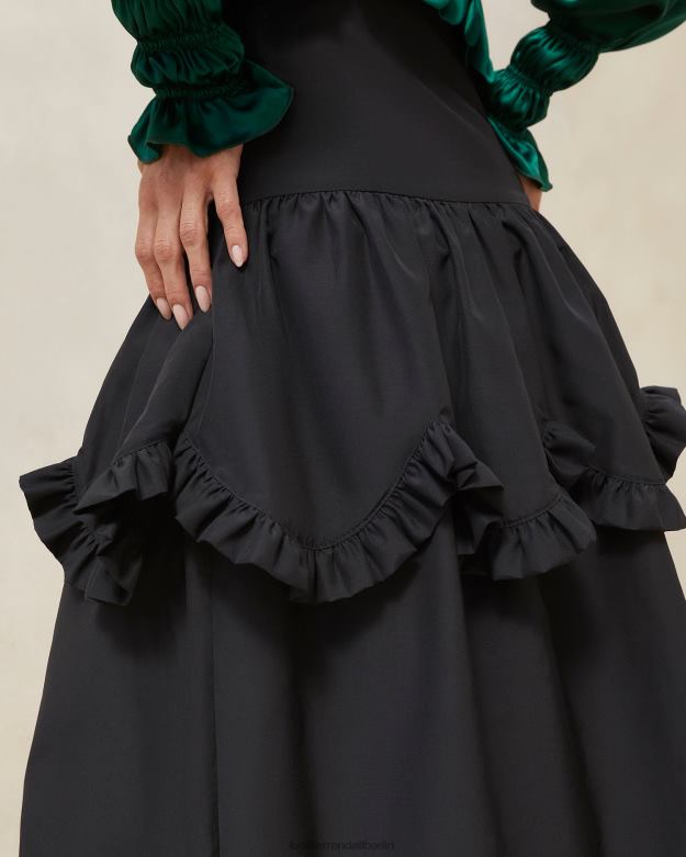 Loeffler Randall Frauen Milo gewellter Rüschenrock RHV8H242 Schwarz Kleidung