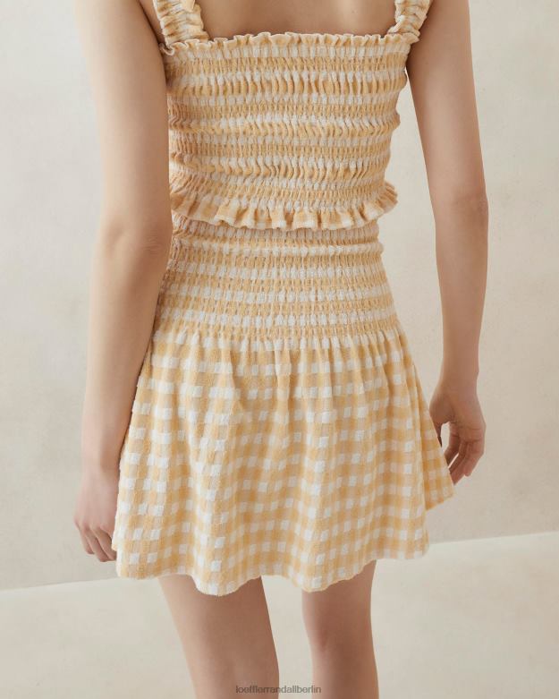 Loeffler Randall Frauen Siena gesmokter Rock RHV8H253 hellbraunes Gingham Kleidung