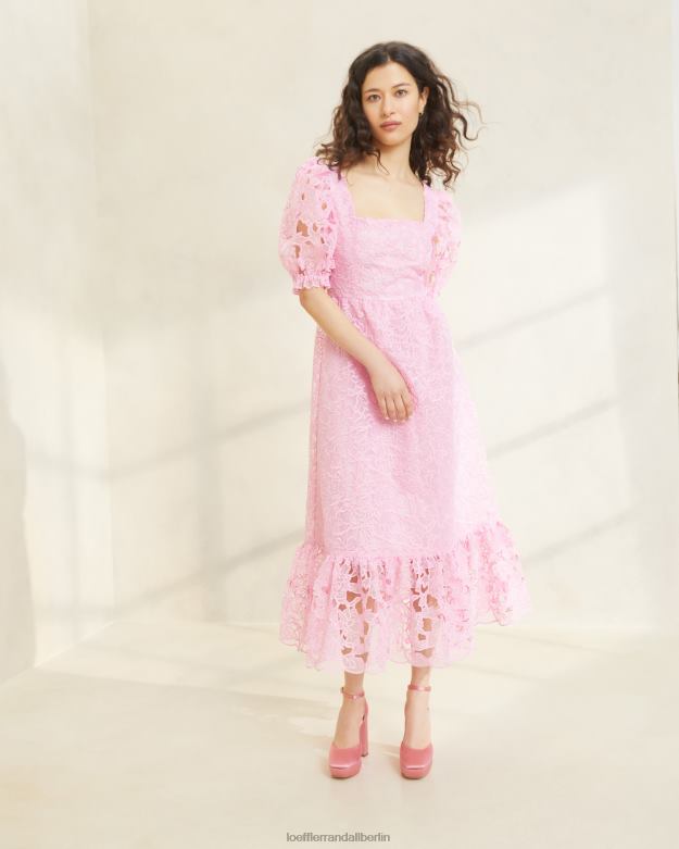 Loeffler Randall Frauen Addison-Kleid mit Puffärmeln RHV8H181 Rosa Kleidung