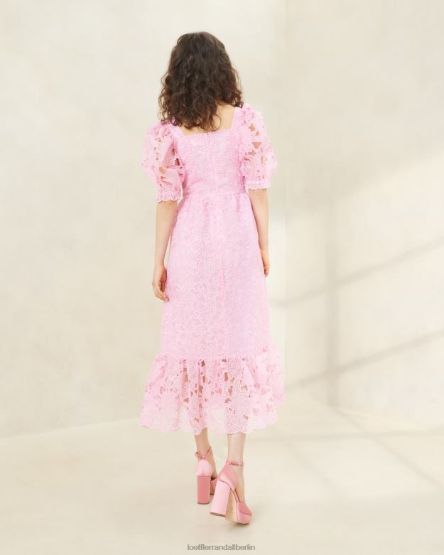 Loeffler Randall Frauen Addison-Kleid mit Puffärmeln RHV8H181 Rosa Kleidung