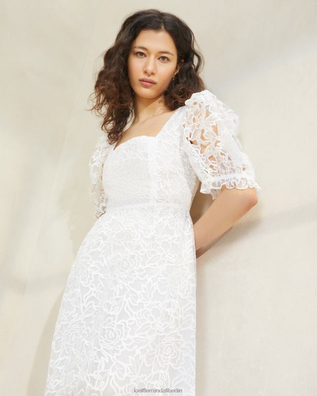 Loeffler Randall Frauen Addison-Kleid mit Puffärmeln RHV8H182 Creme Kleidung