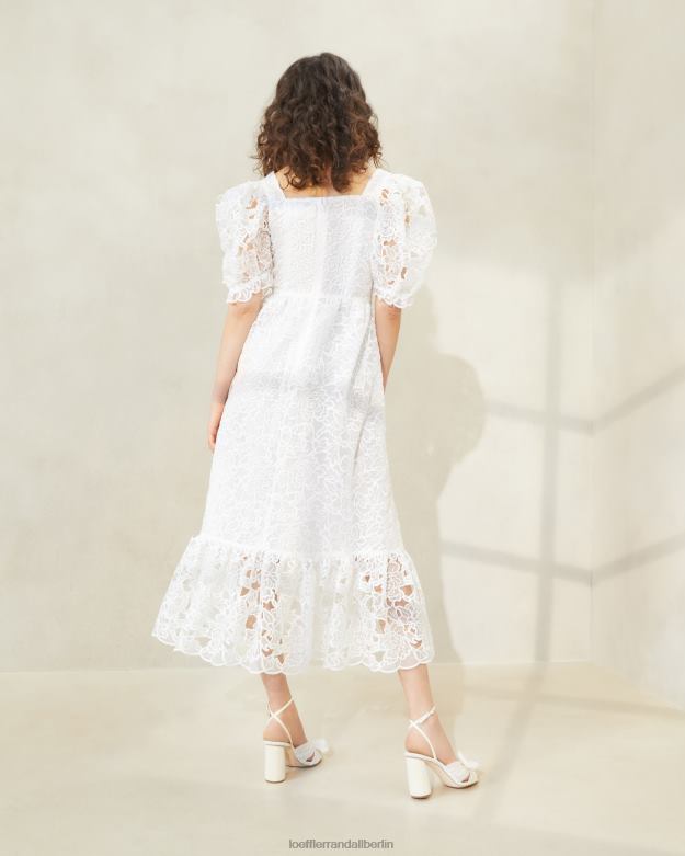 Loeffler Randall Frauen Addison-Kleid mit Puffärmeln RHV8H182 Creme Kleidung
