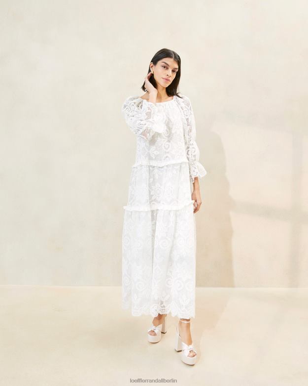 Loeffler Randall Frauen Antoinette gestuftes Spitzenkleid RHV8H187 Weiß Kleidung