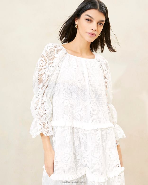 Loeffler Randall Frauen Antoinette gestuftes Spitzenkleid RHV8H187 Weiß Kleidung