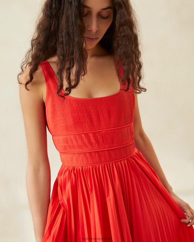 Loeffler Randall Frauen Bea Faltenkleid RHV8H180 Mohn Kleidung