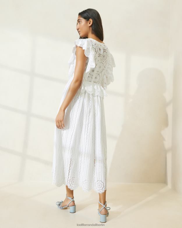 Loeffler Randall Frauen Brynn Spitzenkleid mit Flatterärmeln RHV8H173 Elfenbein Kleidung