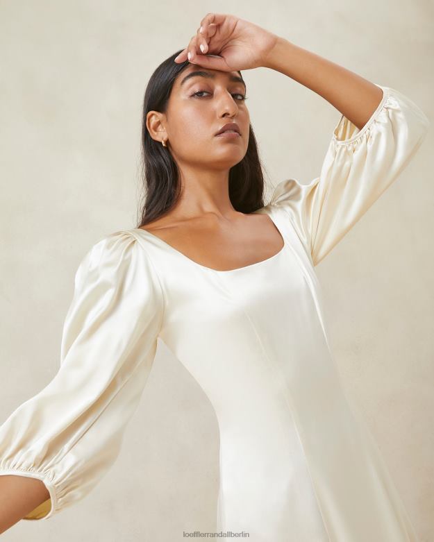 Loeffler Randall Frauen Carmina-Kleid mit langen Kurven RHV8H169 Elfenbein Kleidung