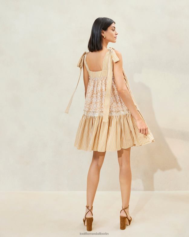 Loeffler Randall Frauen Janie Kleid mit Rüschensaum RHV8H189 braunes Blumenmuster/brauner Streifen Kleidung