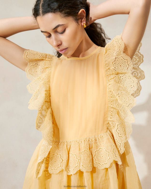 Loeffler Randall Frauen Naomi besticktes, gewelltes Kleid RHV8H192 Düne Kleidung