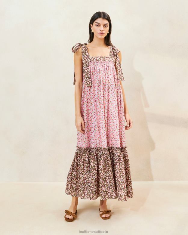 Loeffler Randall Frauen Shae Kleid mit Rüschensaum RHV8H186 Erdbeere/braun blumig Kleidung