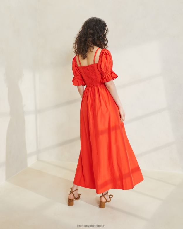 Loeffler Randall Frauen Yael Kleid mit gerafftem Oberteil RHV8H177 Mohn Kleidung