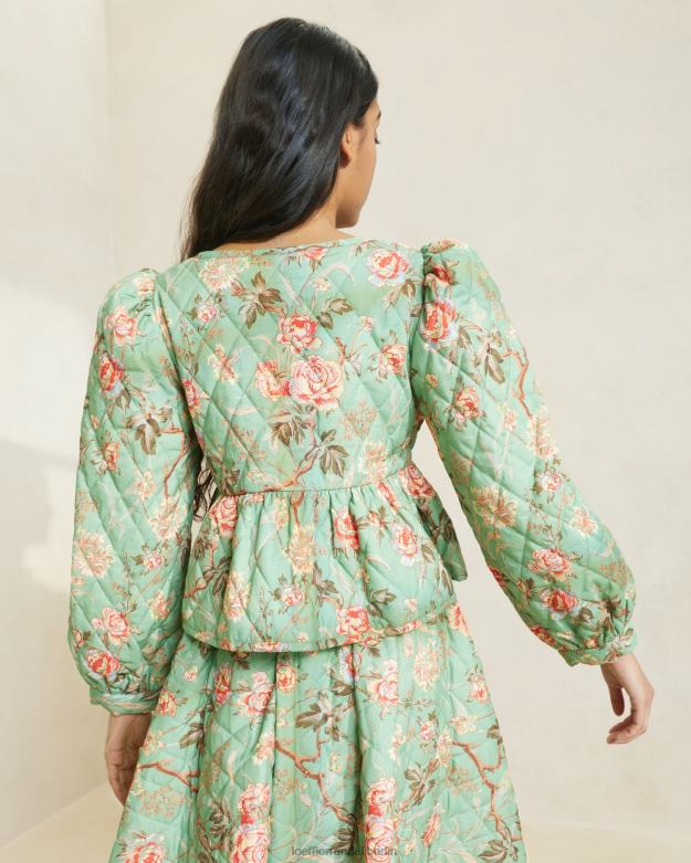 Loeffler Randall Frauen Donna-Jacke zum Binden vorne RHV8H254 Salbei botanisch blumig Kleidung