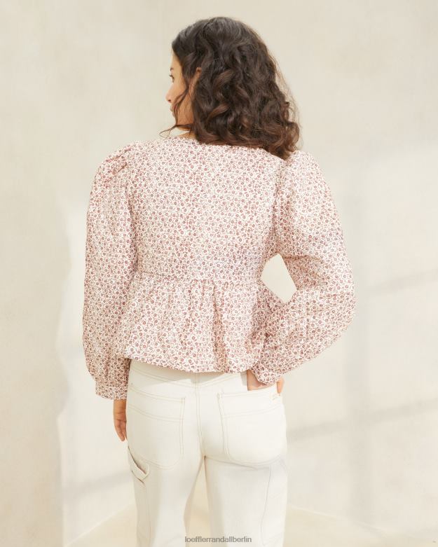 Loeffler Randall Frauen Donna-Jacke zum Binden vorne RHV8H262 Creme/Bernsteinblümchenblümchen Kleidung