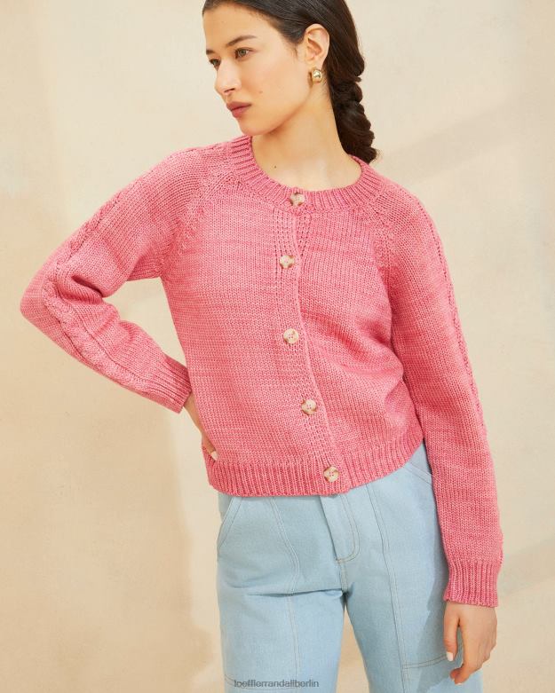 Loeffler Randall Frauen Lindy Strickjacke mit Kabelärmeln RHV8H255 Rosa Kleidung