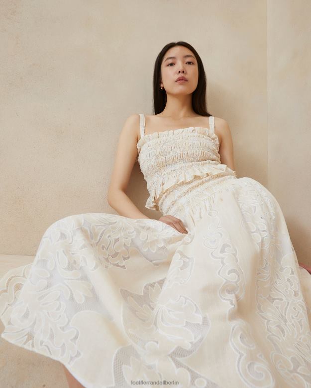 Loeffler Randall Frauen Anita gesmoktes Oberteil RHV8H251 naturfarben Kleidung