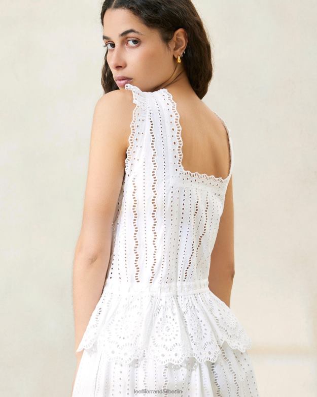 Loeffler Randall Frauen Arden-Bluse mit Wellenkanten RHV8H208 Weiß Kleidung