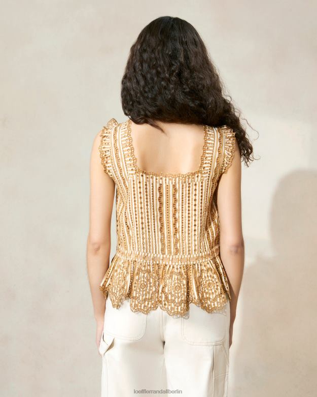 Loeffler Randall Frauen Arden D Muschelbluse RHV8H214 brauner Streifen Kleidung