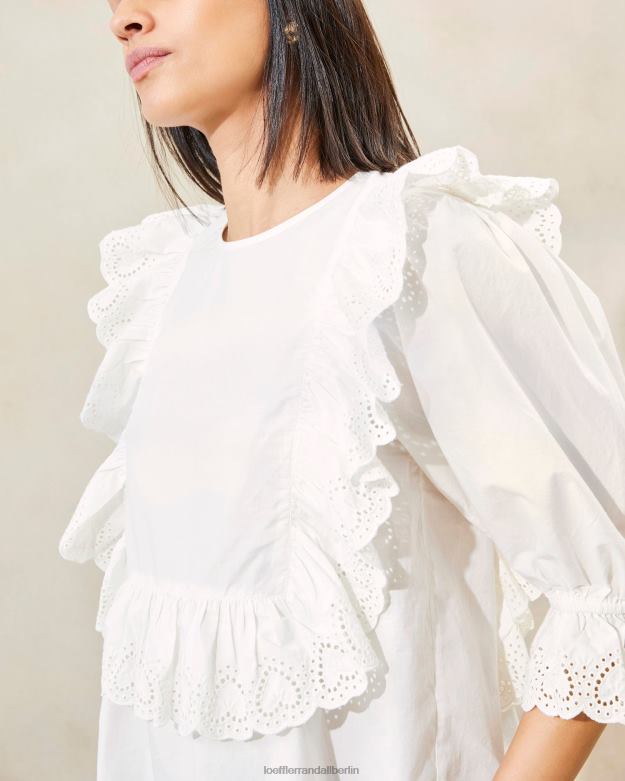 Loeffler Randall Frauen Cosima Bluse mit Herzstickerei RHV8H212 Weiß Kleidung