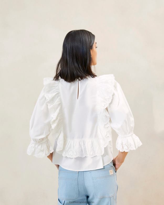 Loeffler Randall Frauen Cosima Bluse mit Herzstickerei RHV8H212 Weiß Kleidung