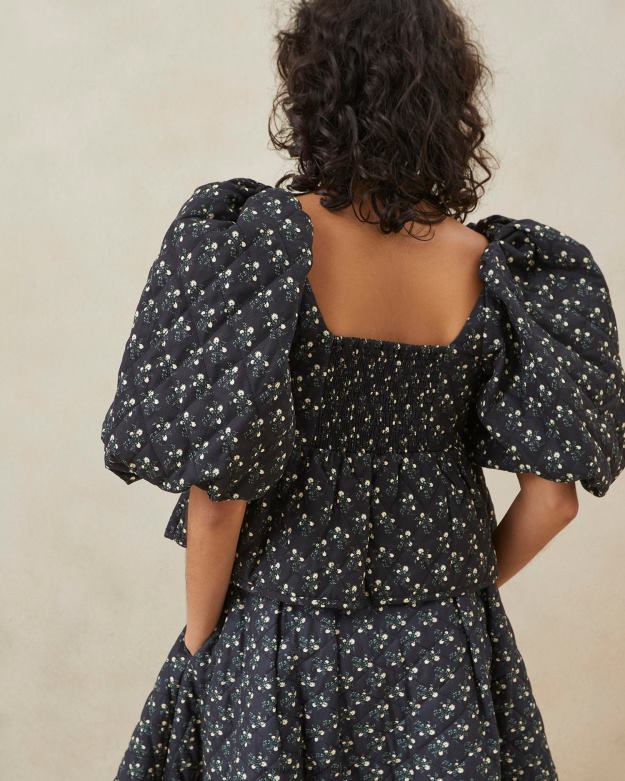 Loeffler Randall Frauen Jessalyn Steppoberteil RHV8H247 schwarze Blümchenblümchen Kleidung