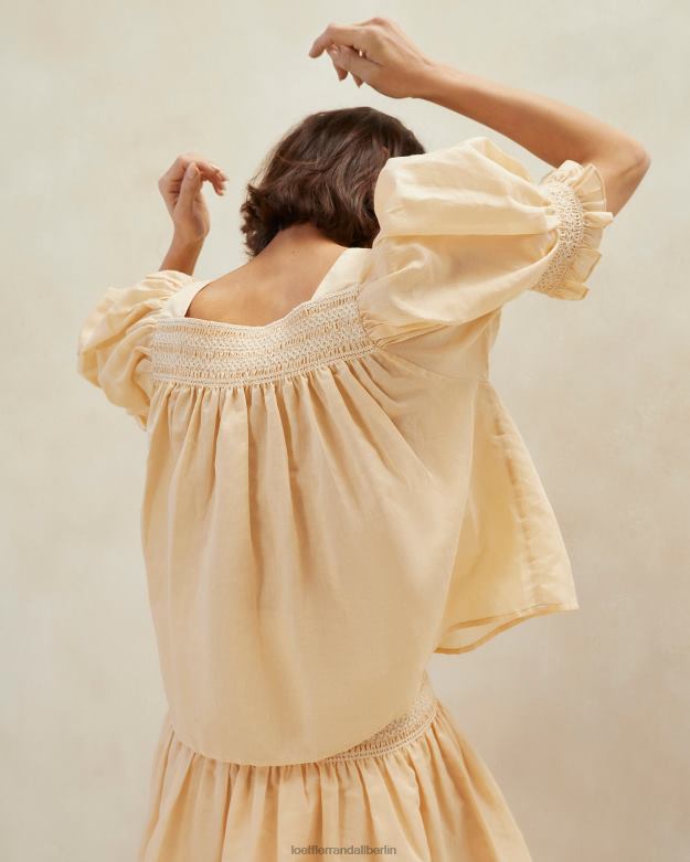 Loeffler Randall Frauen Lydie gesmoktes Oberteil RHV8H236 Sand/Ecru Kleidung