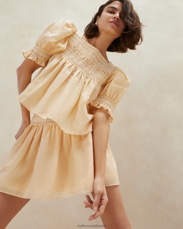 Loeffler Randall Frauen Lydie gesmoktes Oberteil RHV8H236 Sand/Ecru Kleidung