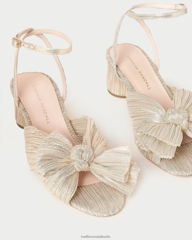 Loeffler Randall Frauen Dahlia-Faltenschleifenabsatz RHV8H6 Platin Schuhe