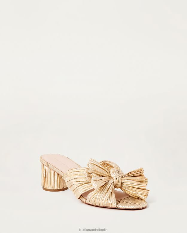 Loeffler Randall Frauen Emilia-Absatz mit plissierter Schleife RHV8H13 Gold Schuhe