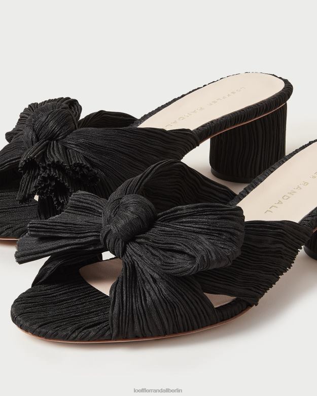 Loeffler Randall Frauen Emilia-Absatz mit plissierter Schleife RHV8H18 Schwarz Schuhe
