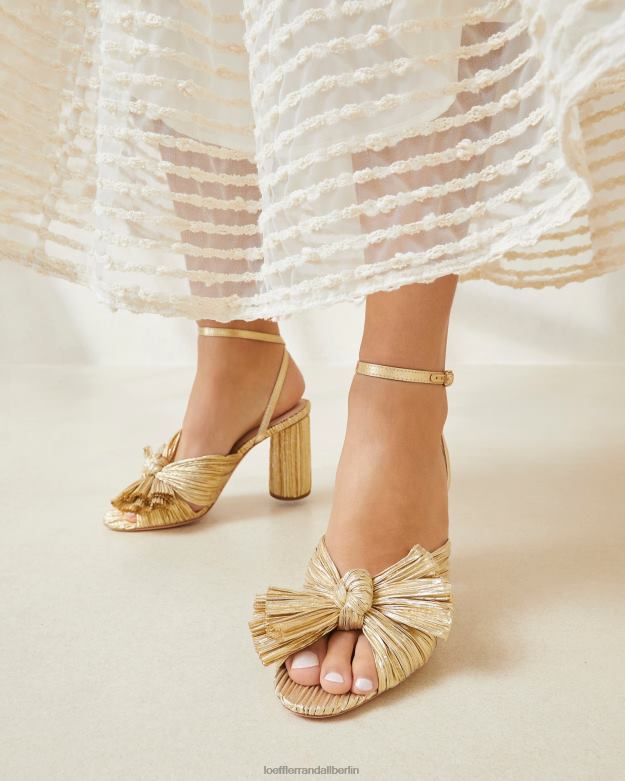 Loeffler Randall Frauen Kamelien-Faltenschleifenabsatz RHV8H5 Gold Schuhe