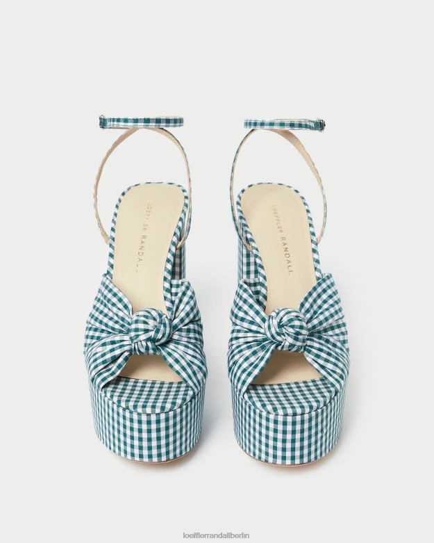 Loeffler Randall Frauen Roz-Knoten-Plattform RHV8H90 Mini grüner Gingham Schuhe