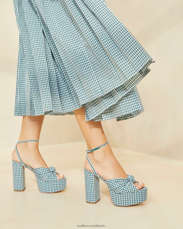 Loeffler Randall Frauen Roz-Knoten-Plattform RHV8H90 Mini grüner Gingham Schuhe