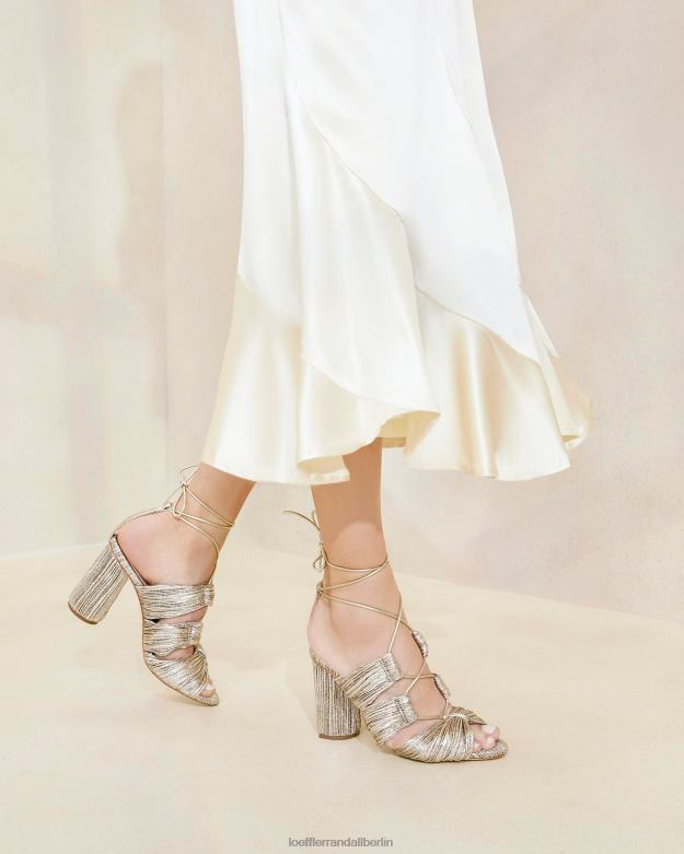 Loeffler Randall Frauen Teresa plissierte Schnürsandale RHV8H95 Sekt Schuhe