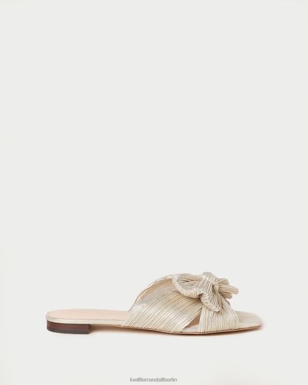 Loeffler Randall Frauen Daphne-Slipper mit plissierter Schleife RHV8H100 Platin Schuhe