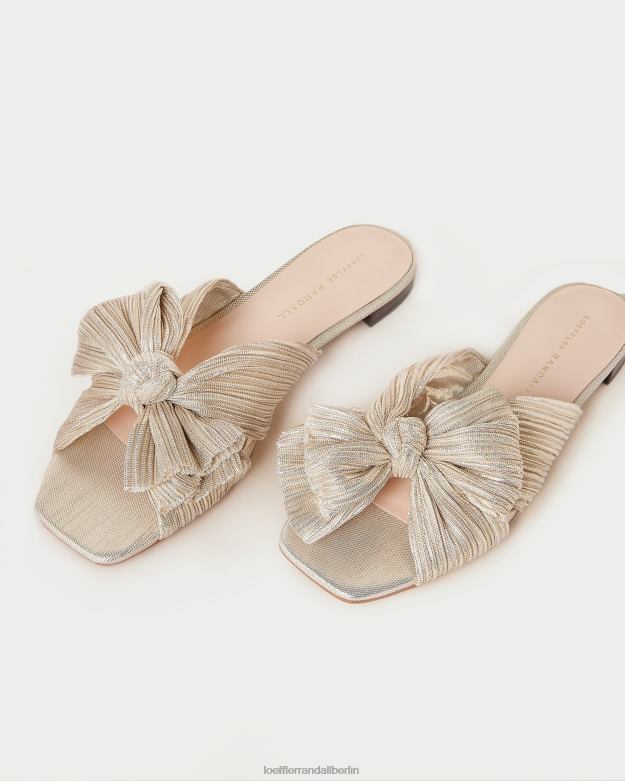 Loeffler Randall Frauen Daphne-Slipper mit plissierter Schleife RHV8H100 Platin Schuhe