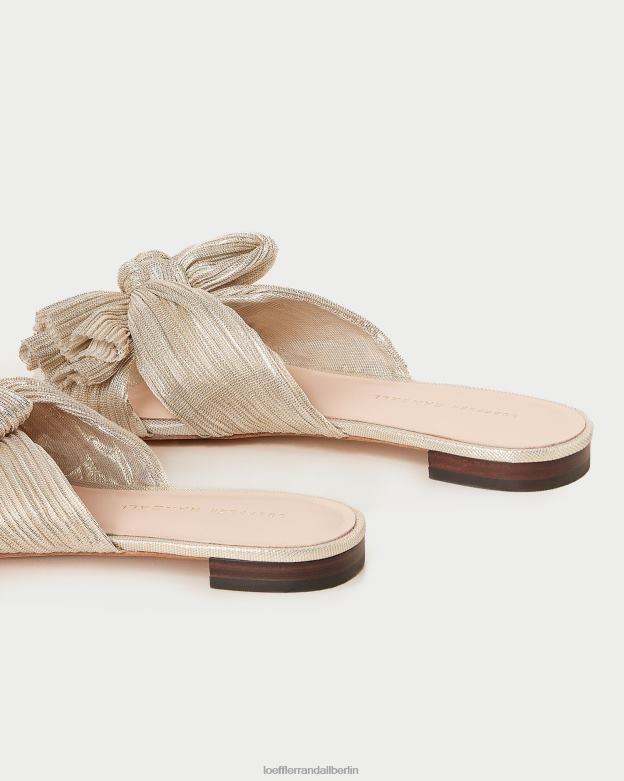 Loeffler Randall Frauen Daphne-Slipper mit plissierter Schleife RHV8H100 Platin Schuhe