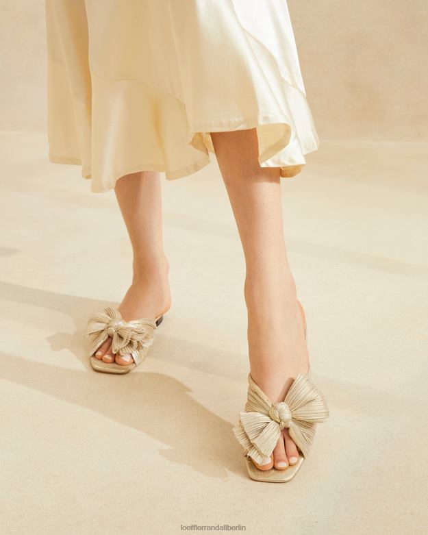 Loeffler Randall Frauen Daphne-Slipper mit plissierter Schleife RHV8H100 Platin Schuhe