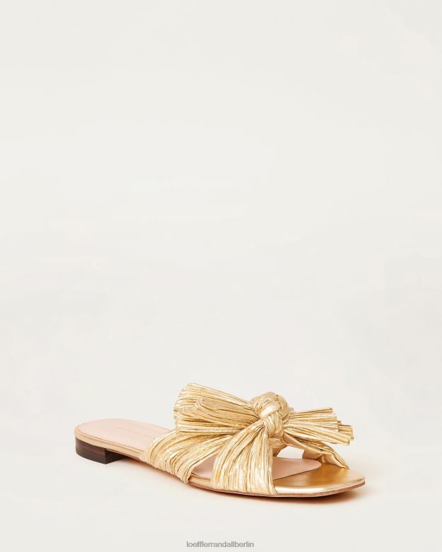 Loeffler Randall Frauen Daphne-Slipper mit plissierter Schleife RHV8H102 Gold Schuhe