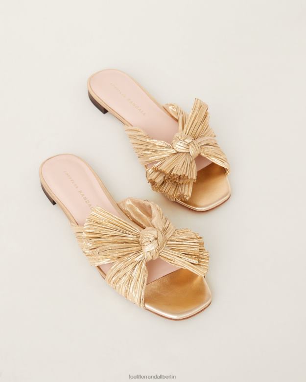 Loeffler Randall Frauen Daphne-Slipper mit plissierter Schleife RHV8H102 Gold Schuhe