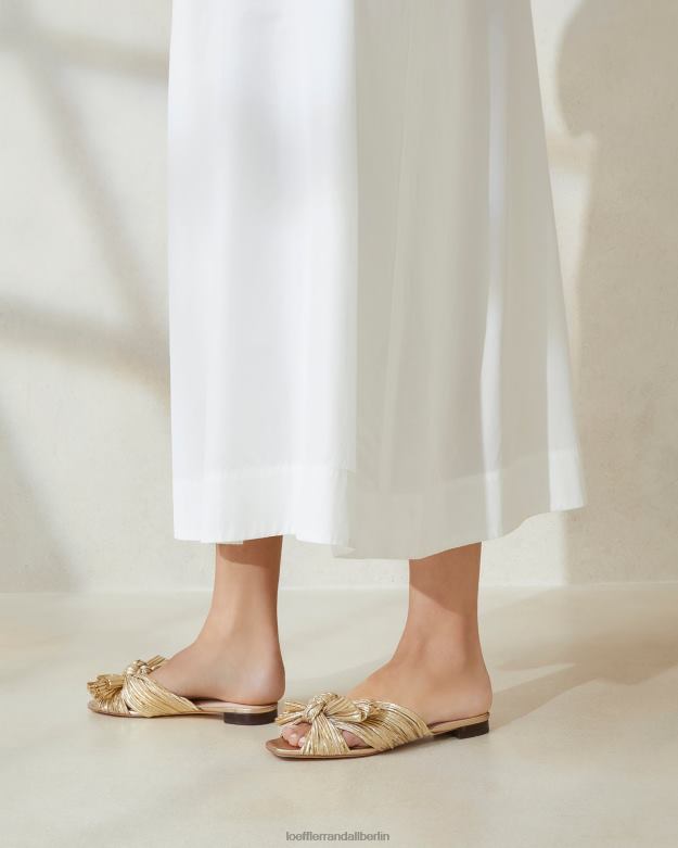 Loeffler Randall Frauen Daphne-Slipper mit plissierter Schleife RHV8H102 Gold Schuhe