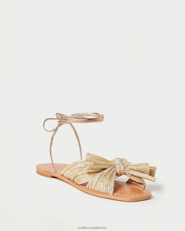 Loeffler Randall Frauen Pfingstrosen-Slipper mit plissierter Schleife RHV8H103 Gold Schuhe
