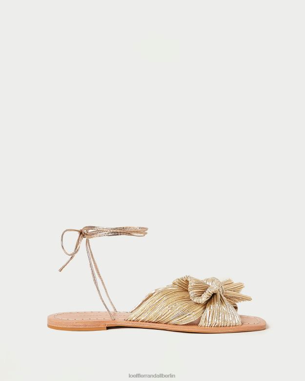 Loeffler Randall Frauen Pfingstrosen-Slipper mit plissierter Schleife RHV8H103 Gold Schuhe