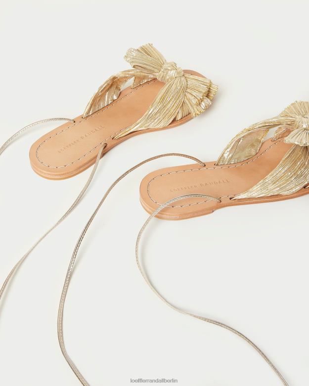Loeffler Randall Frauen Pfingstrosen-Slipper mit plissierter Schleife RHV8H103 Gold Schuhe