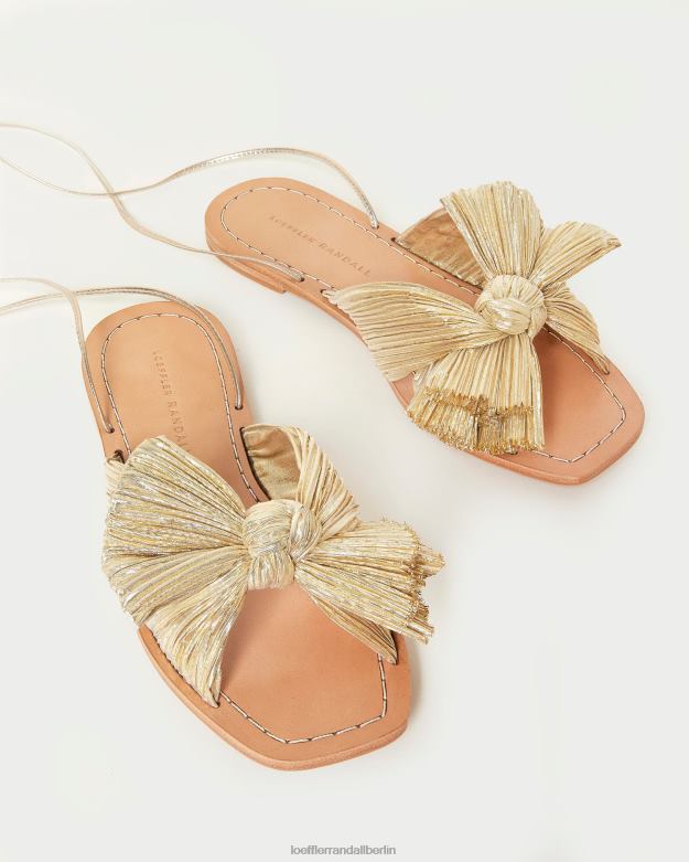 Loeffler Randall Frauen Pfingstrosen-Slipper mit plissierter Schleife RHV8H103 Gold Schuhe