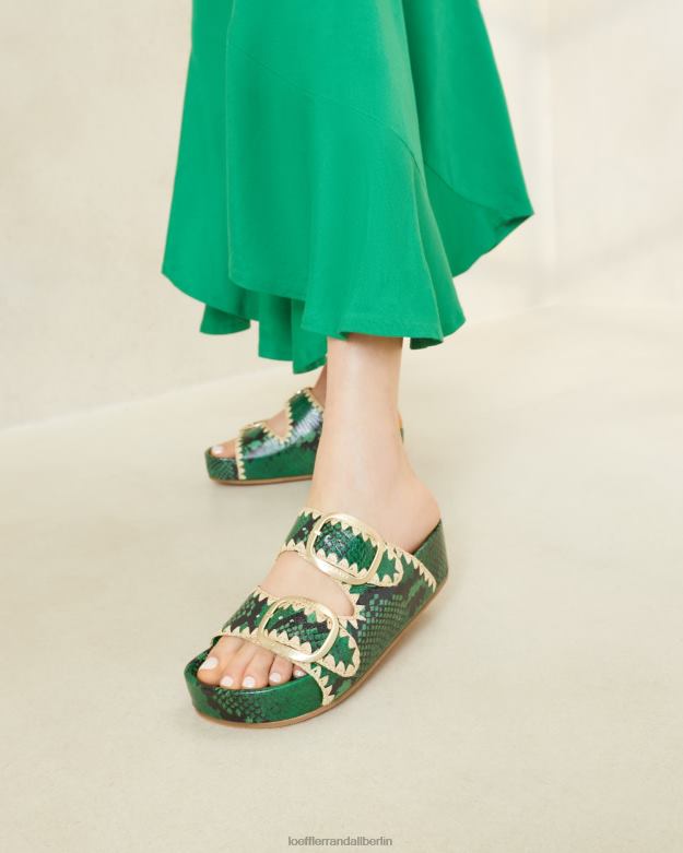 Loeffler Randall Frauen Theo-Sandale mit Fußbett RHV8H120 grün/natur Schuhe
