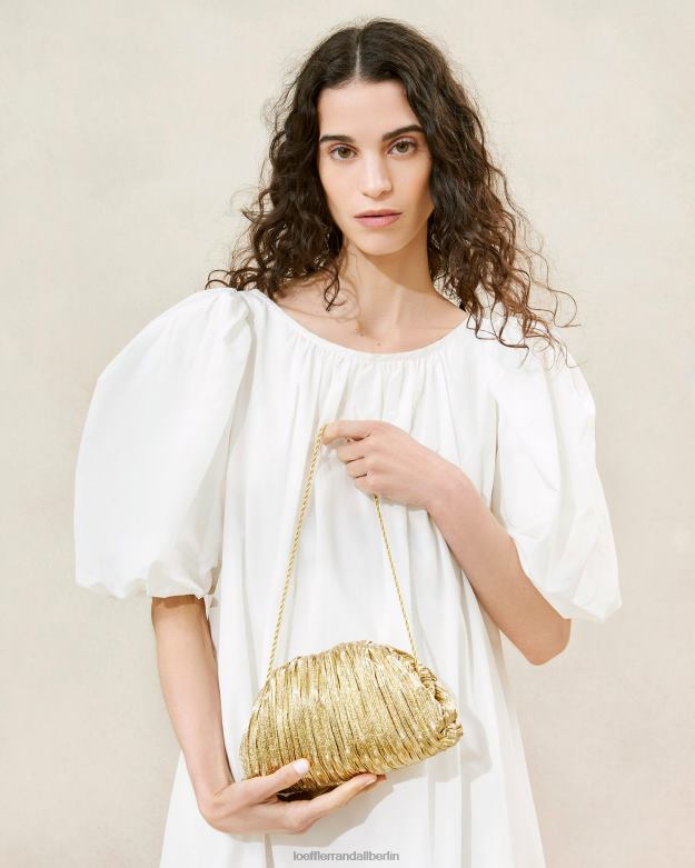 Loeffler Randall Frauen Bailey Plissee-Clutch mit Kuppel RHV8H397 oro Taschen