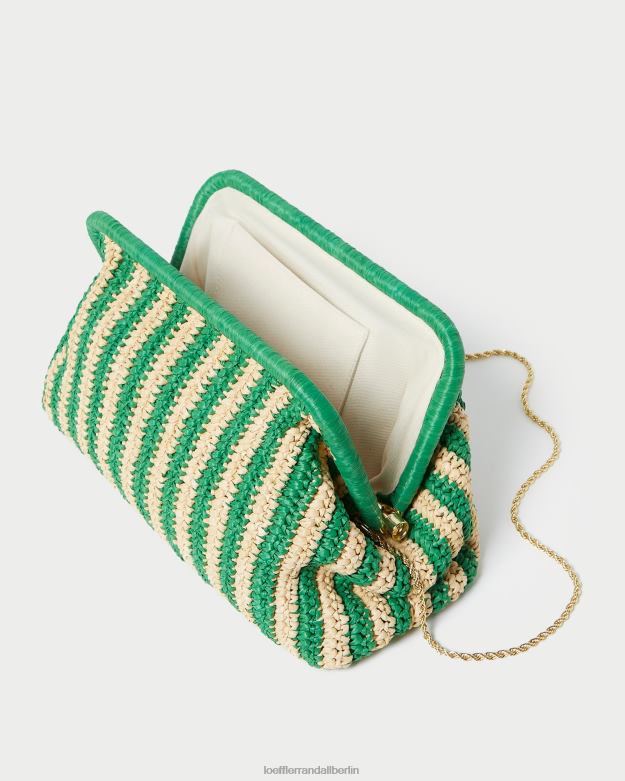 Loeffler Randall Frauen Trudie-Rahmenkupplung RHV8H391 natur/grün gestreift Taschen